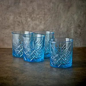 URBNLIVING 345ml 8 Pcs Whisky Scotch Vodka Tumbler Blue Glassware Sets