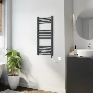 Rinse Bathrooms 600W Electric Heated Warming Towel Rail Bathroom Radiator Anthracite - 1000x500mm