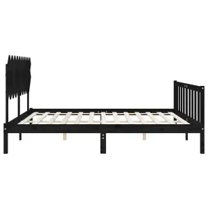 Berkfield Bed Frame with Headboard Black 120x200 cm Solid Wood