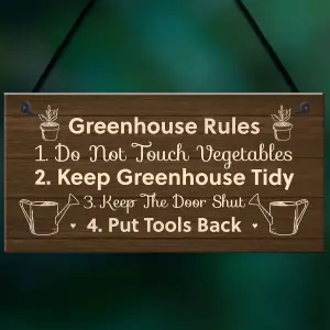 Greenhouse Rules Sign Hanging Garden Shed Sign Gift For Family Home Gift For Him Her