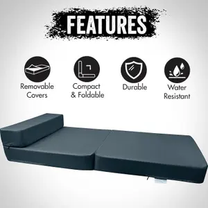 Fold Out Single Z Bed Futon Sofa Chair Mattress - Dark Grey