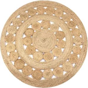 Berkfield Area Rug Braided Design Jute 120 cm Round