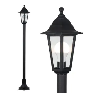 ValueLights Mayfair Pair of Traditional 1.2m Black IP44 Outdoor Garden Lamp Post Bollard Lights