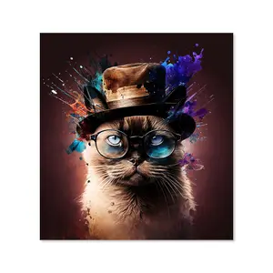 Siamese Cat Face Splashart Premium Glass Kitchen Splashback W600mm x H600mm