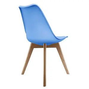 Soho Light Blue Plastic Dining Chair with Squared Light Wood Legs