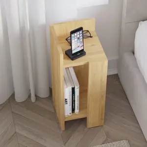 Lochlan Modern Compact Nightstand Bedside Table 25 x 27 x 60cm  Bedroom Furniture Oak / Left Orientation