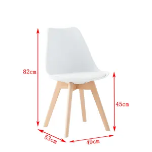 Millhouse Set of 4 Dining Chair Solid Wood Legs with Cushioned Pad for Lounge Office Dining Kitchen White M801302