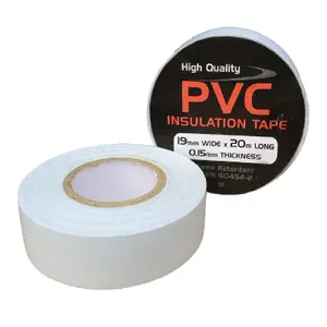 3 x White Electrical PVC Insulation Tape 19mm x 20 Metres, Flame Retardant