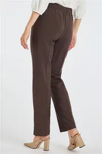 Bonmarche Brown Straight Leg Pull-On Elasticated Trousers, Size: 26