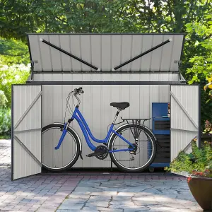 COSTWAY 193 x 86 CM Metal Outdoor Storage Shed All-Weather Garden Storage House w/ Lockable Door