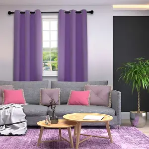 Purple Blackout Curtains - Eyelet Thermal Curtain  - 46 x 72 Inch Drop - 2 Panel