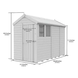 DIY Sheds 5x9 Apex Shed - Single Door Without Windows