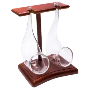 Bar Bespoke Set of 2 Pipe Sipping Glasses with Wooden Stand 75ml