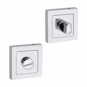 1 Set Zeta Design Bathroom Complete Door Handle Set Polished Chrome Finish