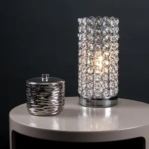 ValueLights Ducy Modern Chrome and Clear Acrylic Jewel Cylinder Touch Table Lamp