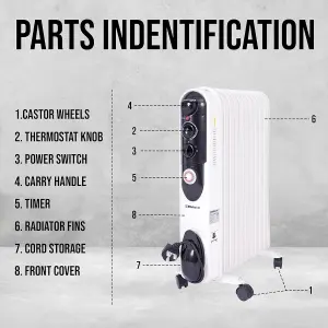 Belaco Oil filled radiator heater with 24hour timer