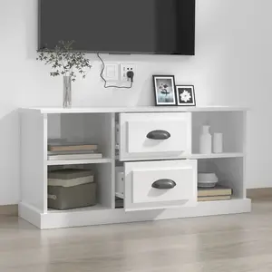 Berkfield TV Cabinet High Gloss White 99.5x35.5x48 cm Engineered Wood