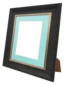 Scandi Charcoal Grey Frame with Blue Mount for Image Size 10 x 8 Inch