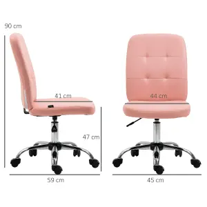 Faux Leather Home Office Chair with Adjustable Height, Pink