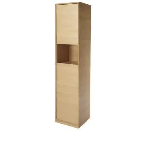 GoodHome Avela Matt Oak effect Freestanding Bathroom Cabinet (H)191cm (W)40cm