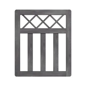 Grey Outdoor Cross Top Wooden Garden Gate Pedestrian Fence Yard Door with Accessory Kit,76cm x 90cm