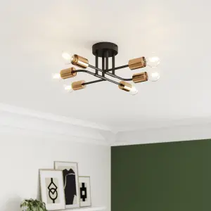 GoodHome Vintage Metal Black Copper effect 6 Lamp Ceiling light