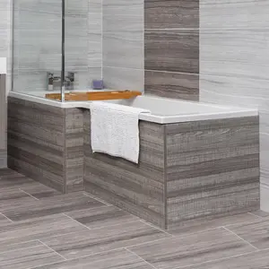 Novela Grey Wood L-Shape End Bath Panel - 700mm