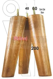 Wood Legs Dark Oak Stain 180mm High Set Of 4 Replacement Angled Furniture Legs Set Of 4 Sofas Chairs Stools M8