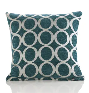 Oh 55cm x 55cm Luxury Geometric Chenille Cushion Teal