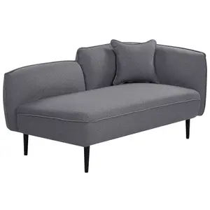 Right Hand Boucle Chaise Lounge Dark Grey CHEVANNES