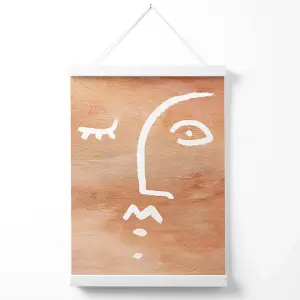 Abstract Terracotta Face Poster with Hanger / 33cm / White