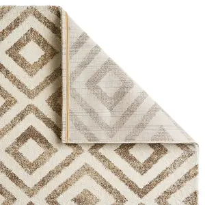 Beige Modern Geometric Easy To Clean Rug For Dining Room-160cm X 220cm