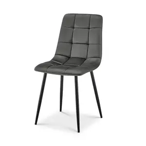 Zurich Grey Velvet Embossed Dining Chair for Modern Elegance