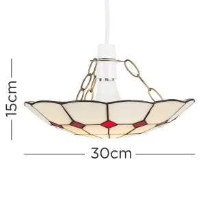 ValueLights Tiffany Style Traditional Red And Cream Pendant Light Shade