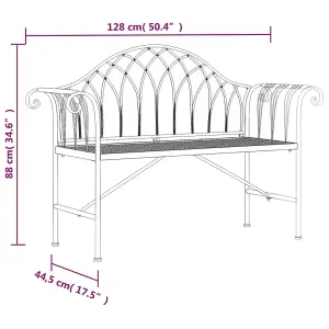 Berkfield 2-Seater Garden Bench 128 cm Black Steel