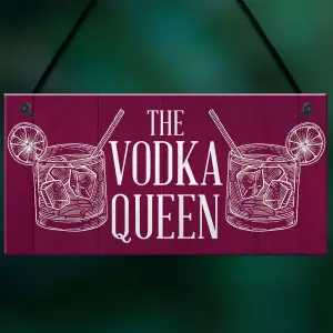 Red Ocean The Vodka Queen Funny Friendship Gift For Her Novelty Vodka Bar Home Bar Signs