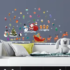 Christmas Day Colourful Cartoon Stickers Set Wall Stickers Wall Art, DIY Art, Home Decorations, Decals