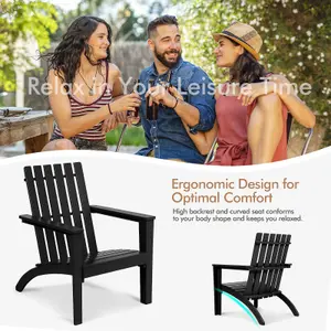 Costway Solid Acacia Wood Adirondack Chair Outdoor Patio Chair Lawn Chair