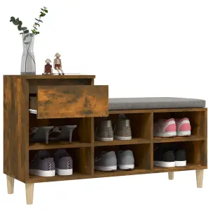 Berkfield Shoe Cabinet Smoked Oak 102x36x60 cm Engineered Wood