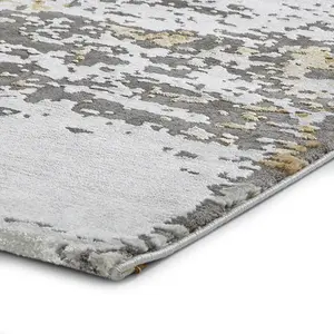 Grey Ochre Abstract Modern Easy To Clean Rug For DiningRoom Bedroom and Living Room -120cm X 170cm