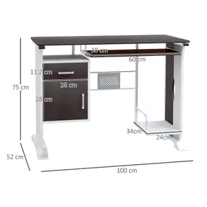 HOMCOM Computer Desk Drawer PC Writing Wooden Workstation Keyboard Walnut