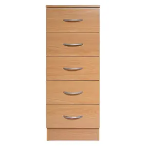 Tall chest of 5 drawers Beech Bedroom furniture