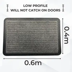 Door Mat - Anthracite -  Low Profile 5mm Thick - Washable - Non Slip Rubber Backing - Heavy Duty - Indoor - 40cm x 60cm