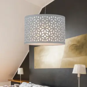 First Choice Lighting Grey Laser Cut 33cm Pendant Lightshade