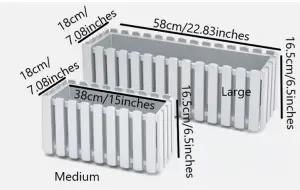 Window Box Flower Pot Planter 2 Sizes 4 Colours Rustic Slat Farm House Design UK White Medium 38cm with Self watering + hanger kit