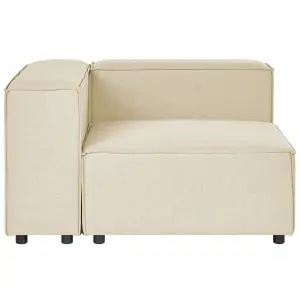 Corner Sofa with Ottoman APRICA Beige 2 Seater Left Hand