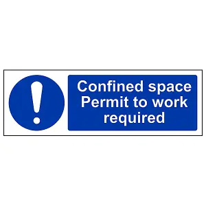 Confined Space Permit Required Sign - Adhesive Vinyl - 600x200mm (x3)