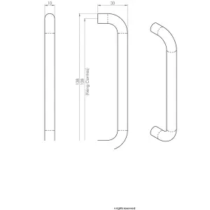 Round D Bar Cabinet Pull Handle 138 x 10mm 128mm Fixing Centres Satin Nickel