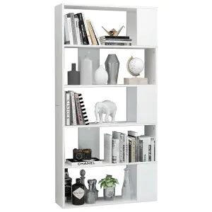 Berkfield Book Cabinet/Room Divider High Gloss White 80x24x159 cm Engineered Wood