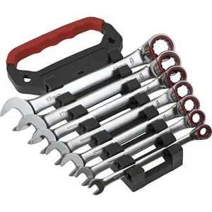 7-Piece Reversible Ratchet Spanner Set - 12 Point Metric Sockets for Tight Spaces